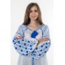 Boho Style Ukrainian Embroidered Folk  Blouse "Starry Sky" blue on white